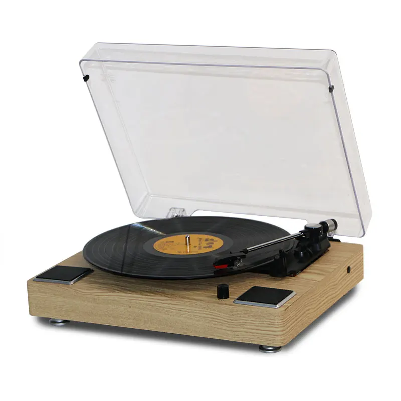 high sound quality Wooden Desktop integrated Vinyl Record Built-in Stereo Gramophone Turntable player