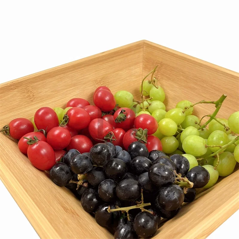 Wooden Salad Bowl Sets Bamboo Square Bowls For Popcorn, Chips And Dip Bowl,  Picnic Or Party