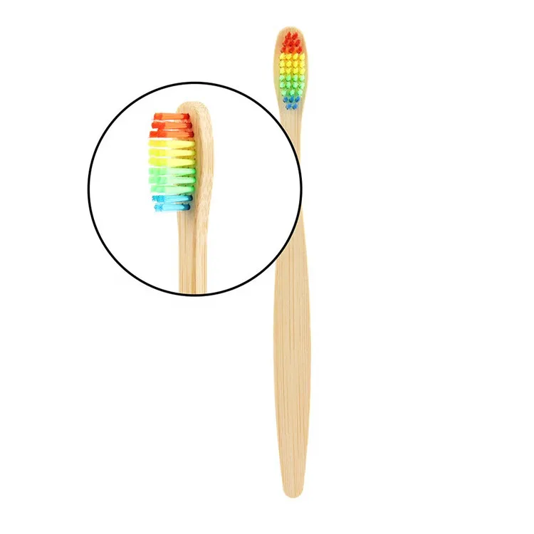 OEM Wholesale Custom Logo Private Label Eco Friendly Recyclable Biodegradable Rainbow Organic Bamboo Toothbrush With Case Box
