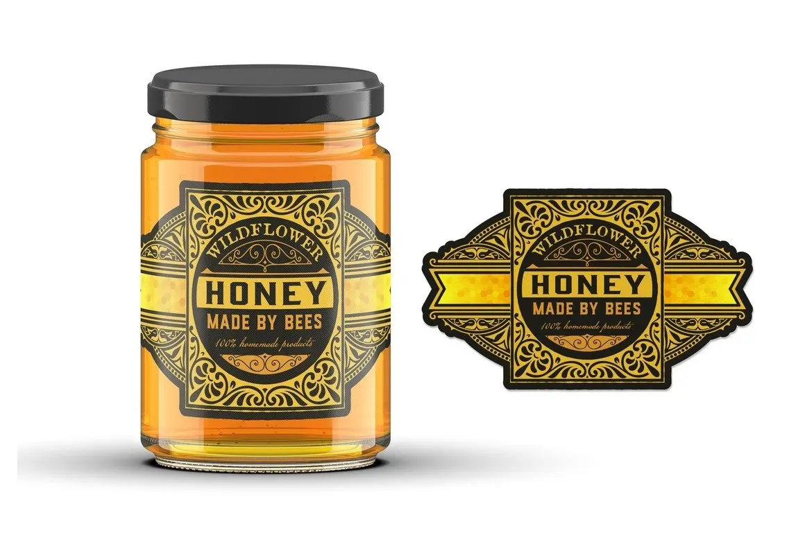 Custom Logo Waterproof Honey Self Adhesive Label Sticker Jam Food Bottle Honey Jar Packaging Label