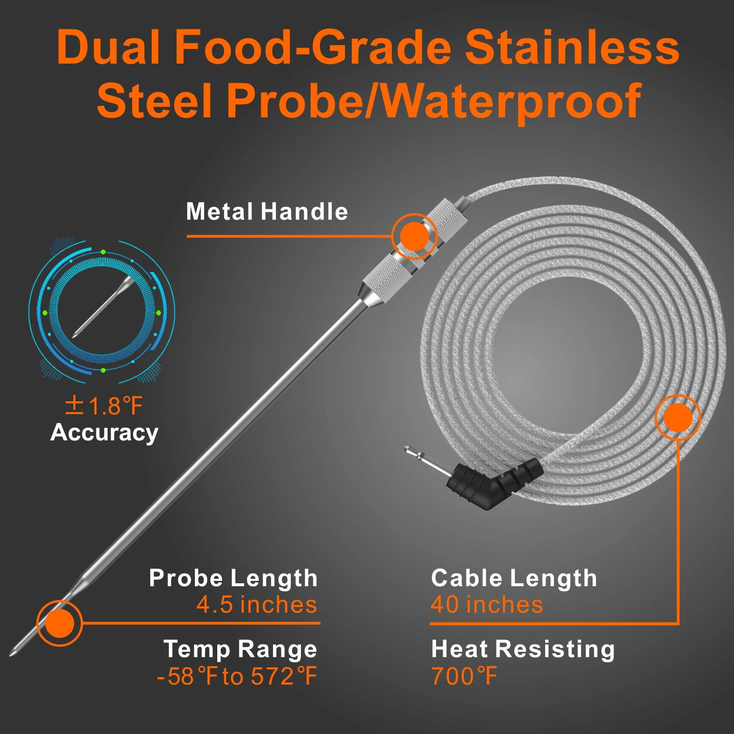 Wireless BBQ Thermometer with High Resistant Probes Cooking Food Oven Grill Thermometers With Timer