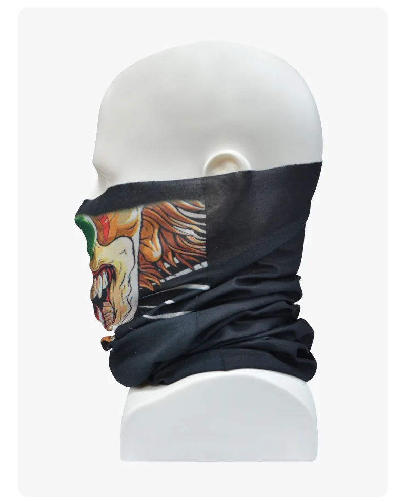 Stock Black Headwear Neck Gaiter Face Scarf Wrap Tubular Skull Face Bandana