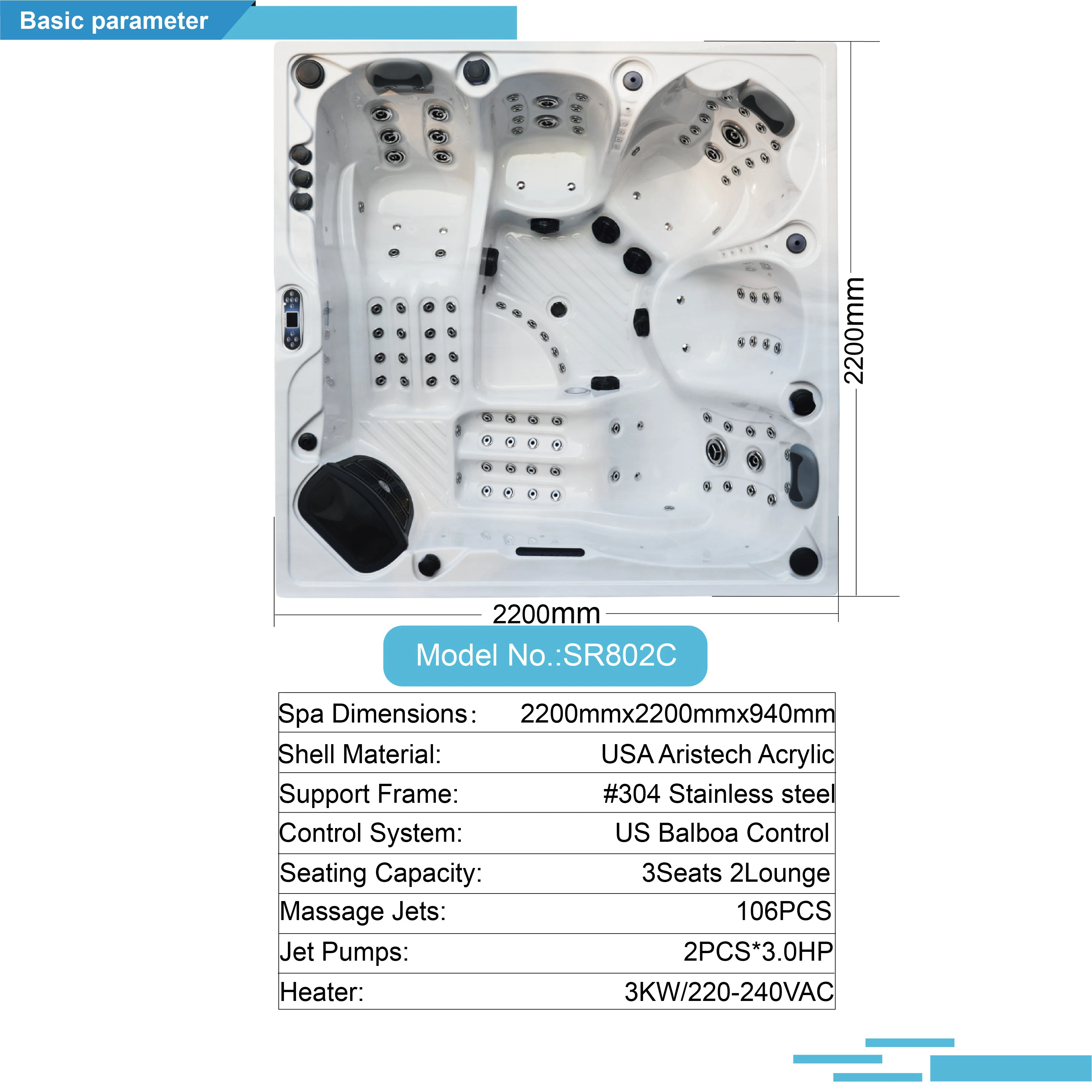 SUNRANS Efficient High Quality Hot Selling Factory  Energy Saving  Hot Tub Jacuzzi Spa Massage For house Industry Indoor Outdoor