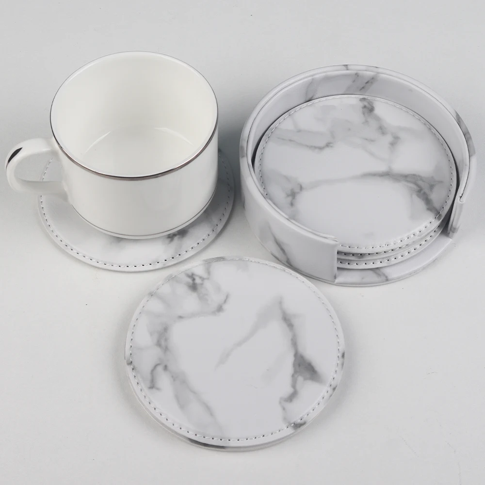 Promotion Gift Set Handmade Bear Coffee Tea Mug Pad White Marble Coaster With Holder
