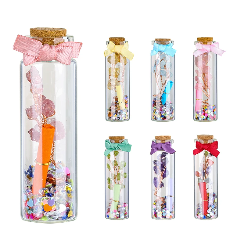 Promotional Gift Wishing Bottle Tiny Glass Container Vial Gemstone Drift