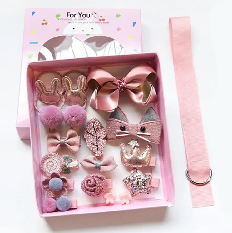 Girls gift box sets clip baby hairpins kids hair accessories crown bows barrettes for children