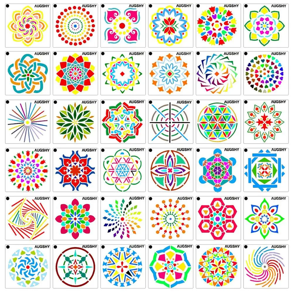 36 pcs DIY Creative mandala Stencils Templates Reusable Plastic Craft Drawing Painting Template