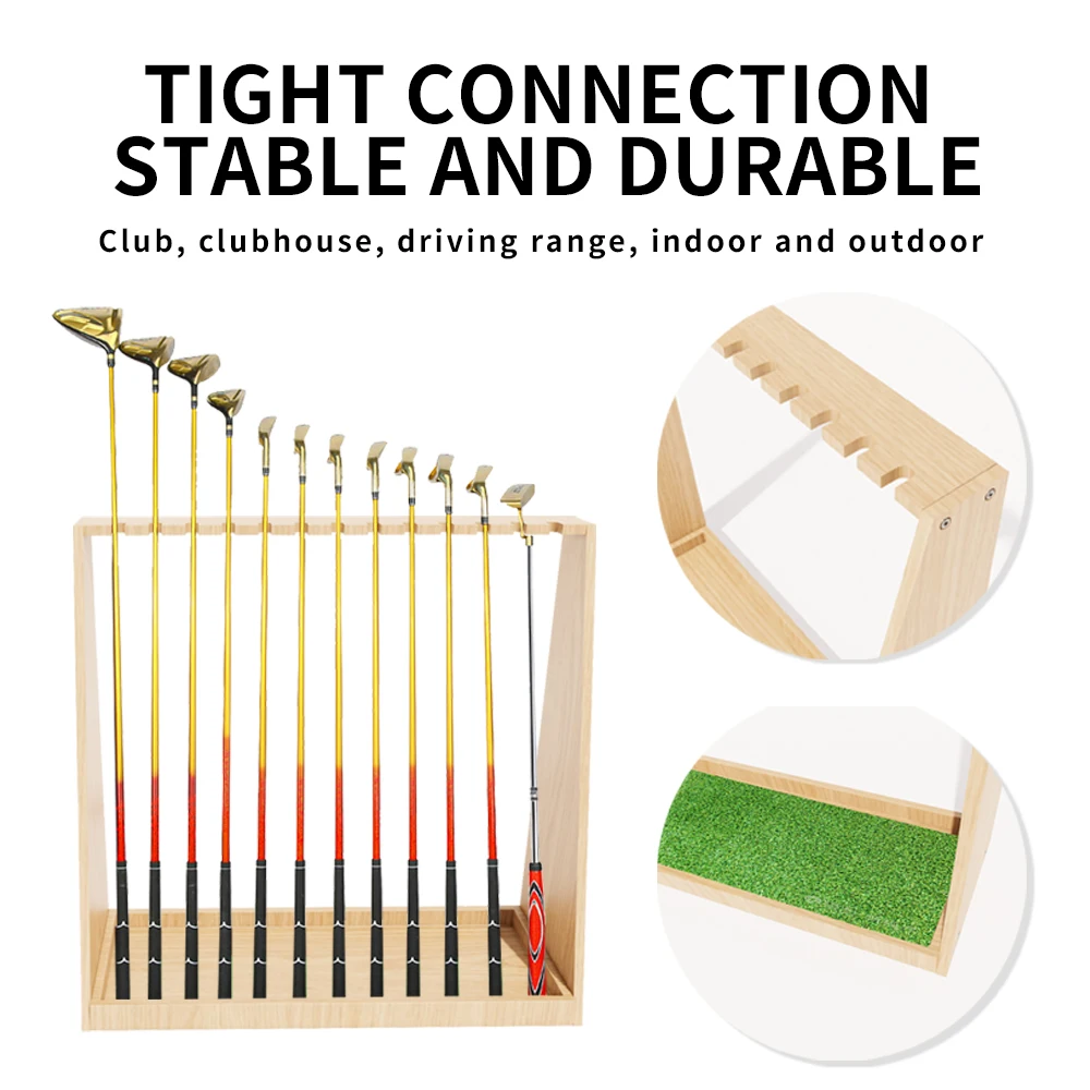 Organizer Wooden Floor Display Rack for 13 Clubs Indoor Use Golf Putter Stand & Rack Holder Golf Organizer & Display Stand