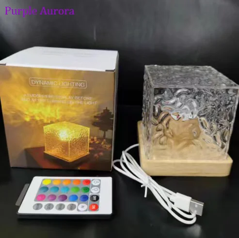 Desk Rotating Water Ripple Pattern Atmosphere Lamp 16 Colors LED Crystal Table Lamp for Decoration Night Light