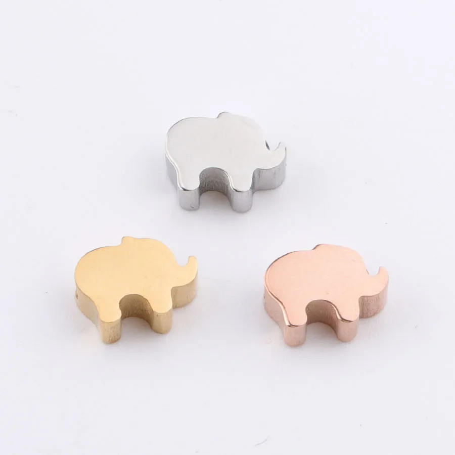 Rose Gold Laser-Capable Engraved  DIY Jewelry Pendant Making Accessories Blank Stainless Steel Animal Elephant Shape Charm Beads