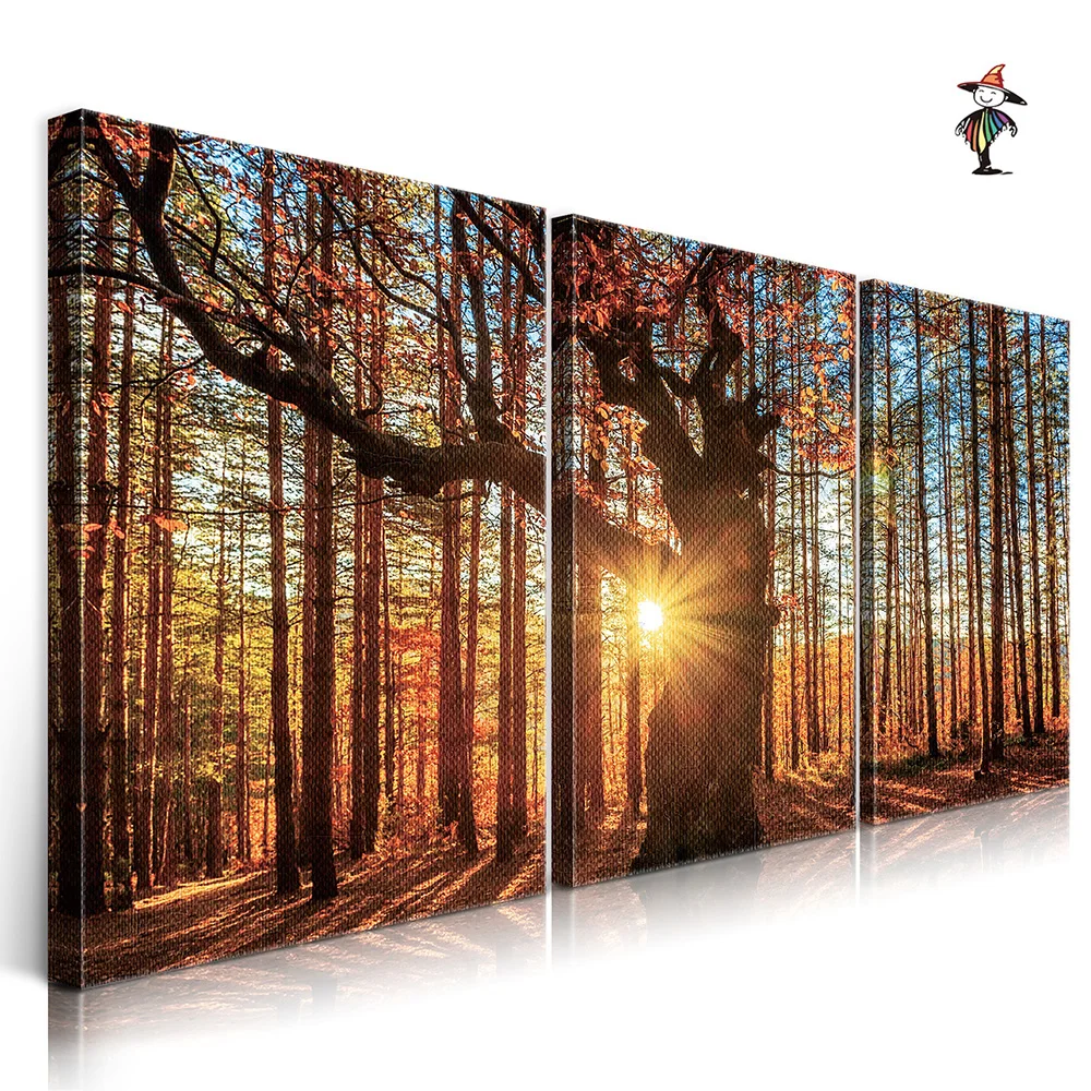 Factory outlet Waterproof  Landscape Red Tree Painting  Decoration Painting Canvas frame