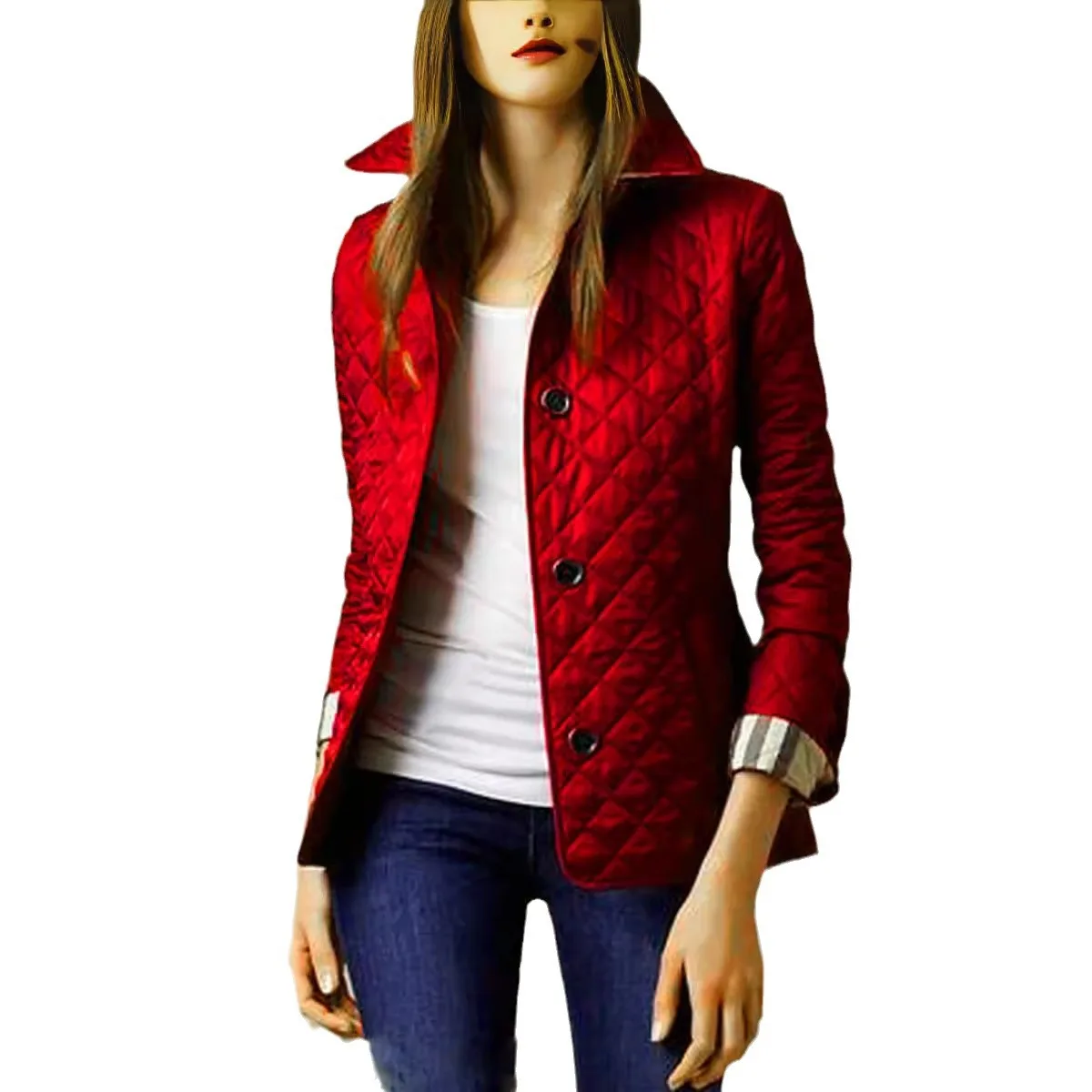 Quilted Coat Winter Jacket Women Turn-down Collar Jackets for Women 2024 Elegance Office Lady Single-breasted Warmth Streetwear