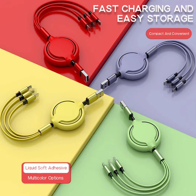  2021 Новые Выдвижной 1 2 M гибкие светодиодные полосы 3 в жидкий силикон usb кабель с портом Micro-Usb Type-C Ios устройство для быстрой зарядки шнур зарядного устройства