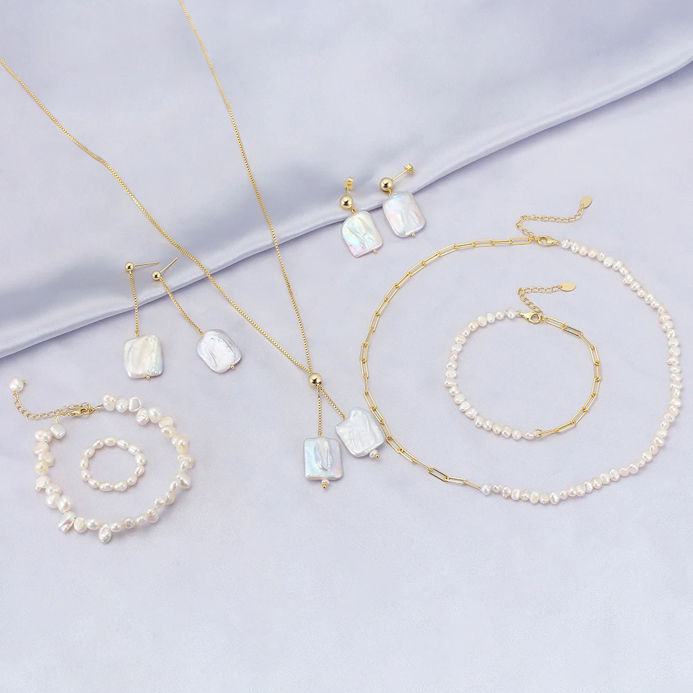 RINNTIN GPN Wholesale Minimalist 925 Sterling Silver Jewelry 14K Gold Vermeil Plated Irregular Freshwater Pearl Choker Necklace