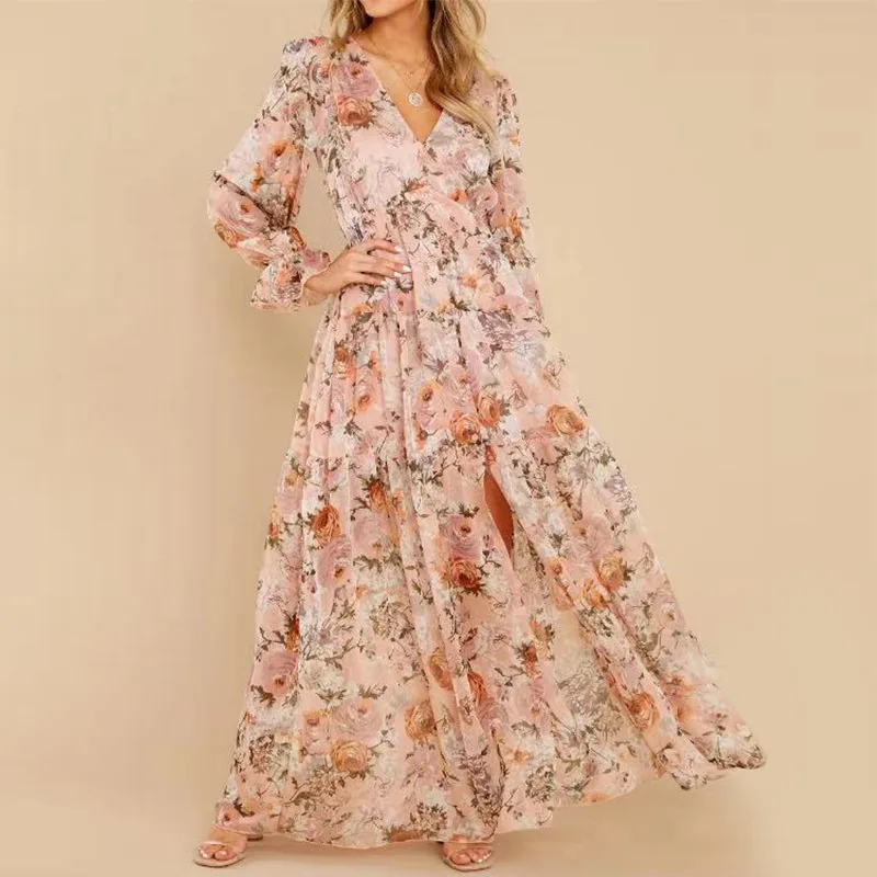 
loose floral plus size chiffon dresses sweet enough dresses floral dresses women clothing high waist 
