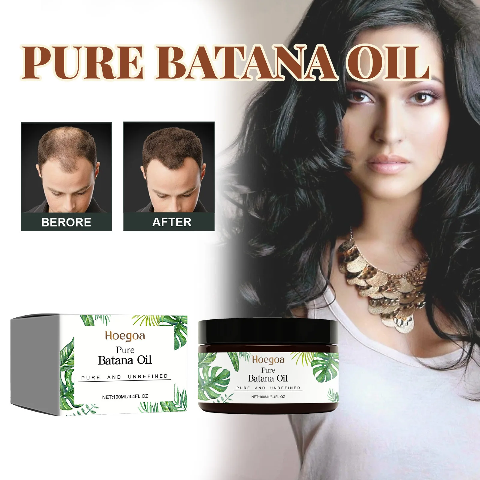 Batana Hair Strengthening Oil With Biotin Hair Serum Oils,Nourishing Treatment for Split Ends and Dry for Beauty hair Care