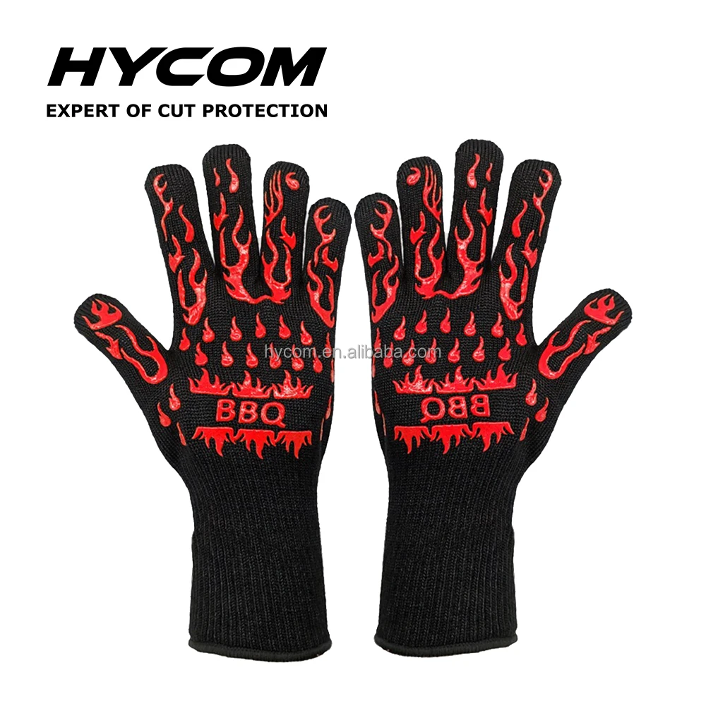Heat Resistant 932F Oven Mitts BBQ Gloves With Flame Retardant Function