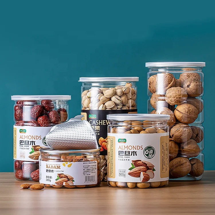 large capacity pet plastic easy open can for food packaging with 100mm #401 aluminum easy open or peel off end