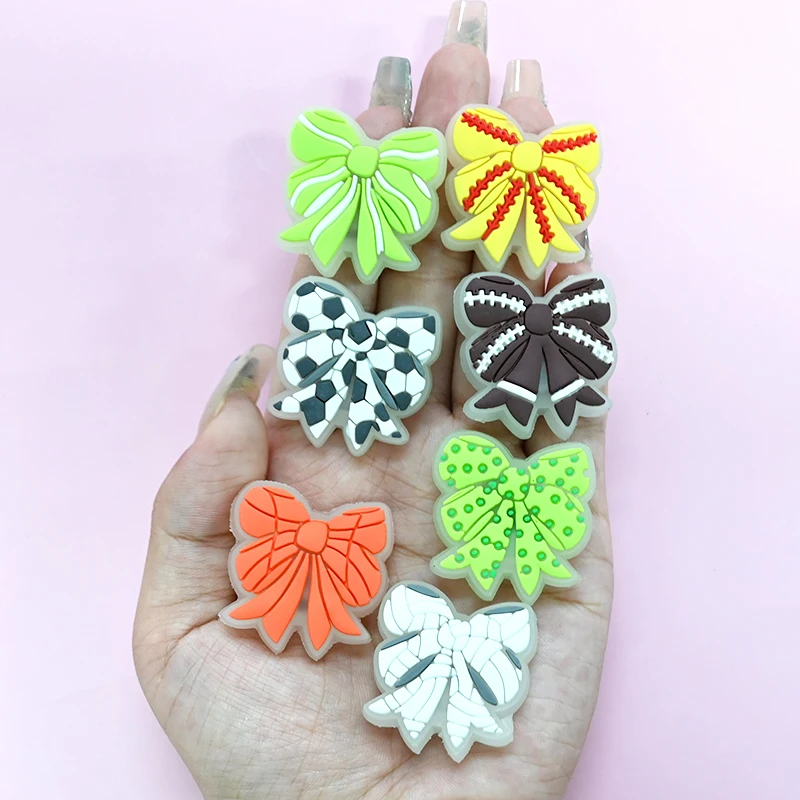 New Trend Light Up Bling Led Pvc Glow Up Bow Tie Shoe Charms Decorations Wholesale Shoe Charms Led Custom Shoe Charms