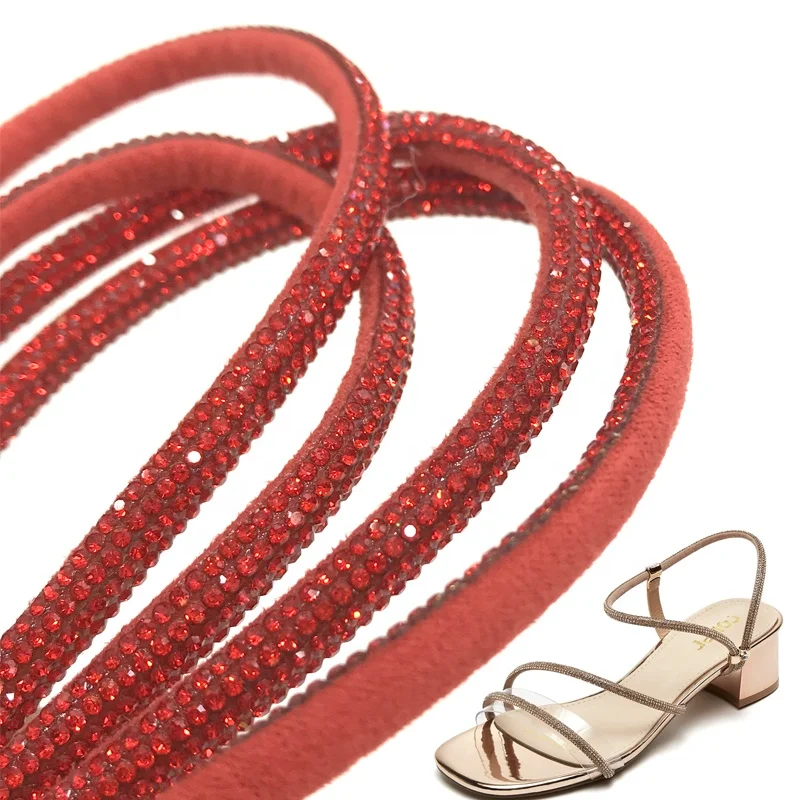 R004 2022 rhinestone rope accessories 6mm rhinestone strip crystal cords shoe decoration