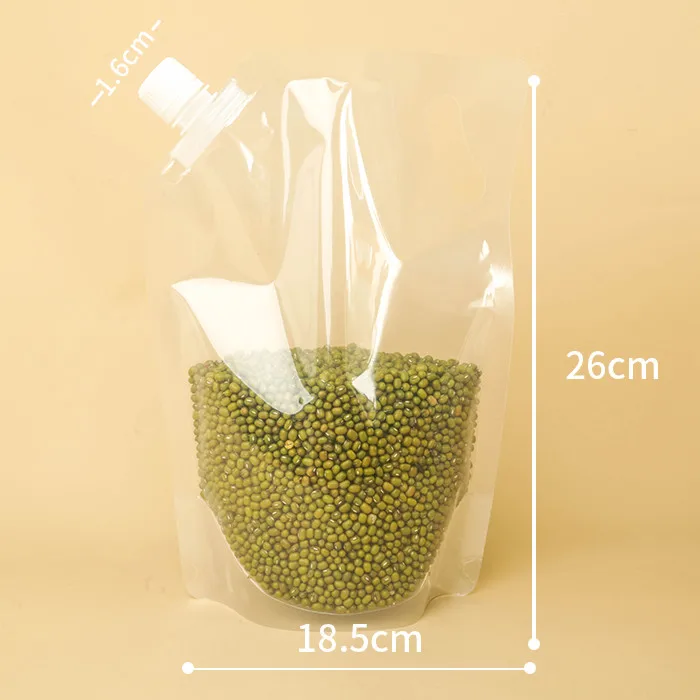 500ml 1l 2l 3l 5l  Rice corn water Bag with Handle cereals Clear Packaging Spout Pouch Grain Moisture Proof Sealed Bag