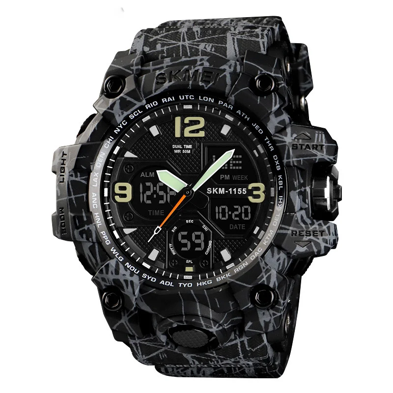 1155b Hot Selling Outdoor Shockproof Watches Men Wrist Waterproof Gray Digital Reloj Sport Watch
