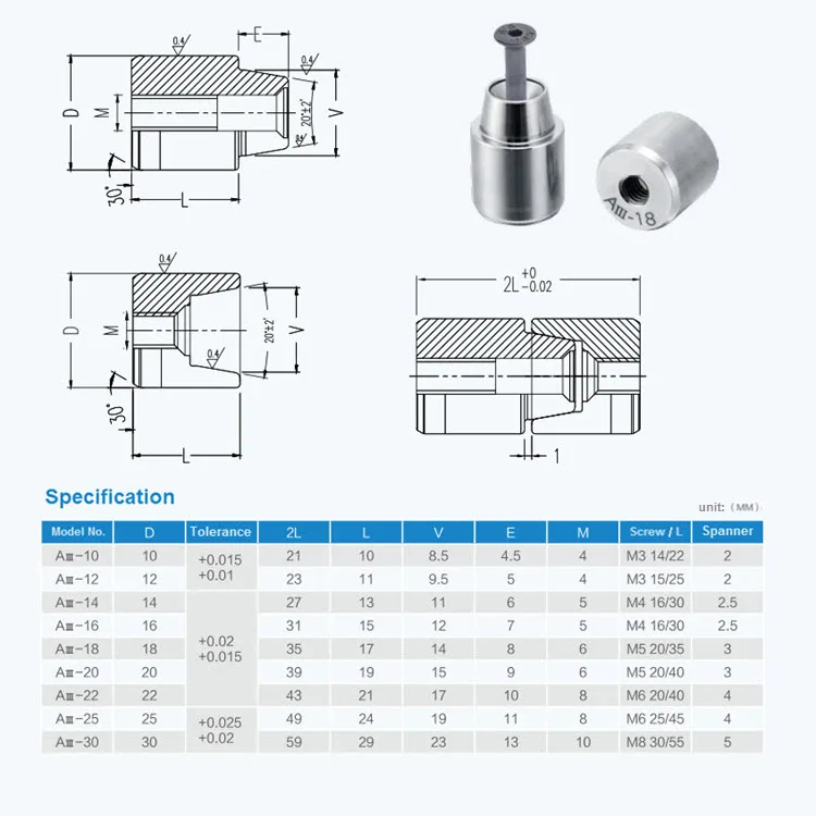 s136 mold steel hasco round taper interlocks positioning pin set