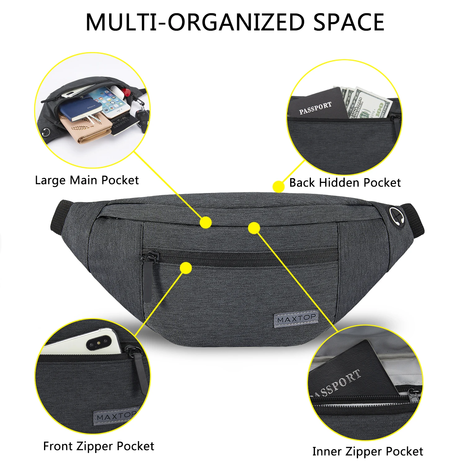 free sample best selling riding hiking fanny pack with adjustable belt waterproof leather waist bag for men