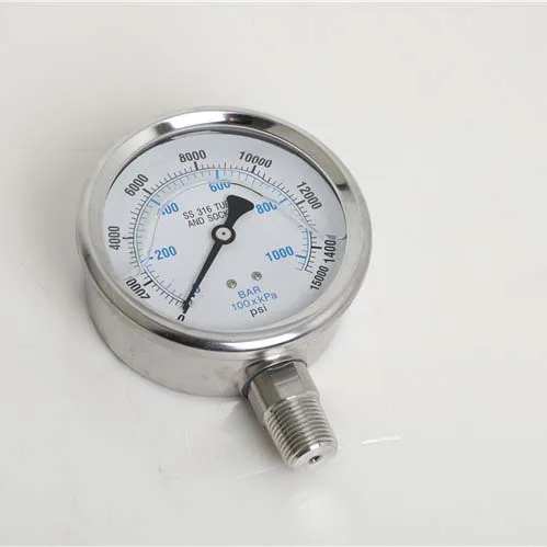 New Arrival Vacuum 76cmhg Up 15000 Psi Pressure Gauge Sus 316/304 All Stainless Steel Pressure Gauge