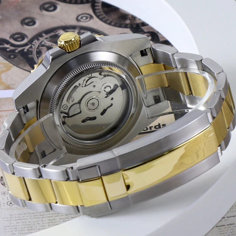 MINUTETIME Custom LOGO Mechanical Watch Men Swimming Luxury Daily Watch Blue Gold NH35 Movement 10Bar/100meter Sub Wristwatch