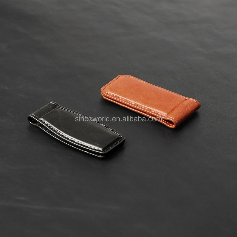 2024 best sales dactory production leather money clip slim genuine vintage genuine leather money clip