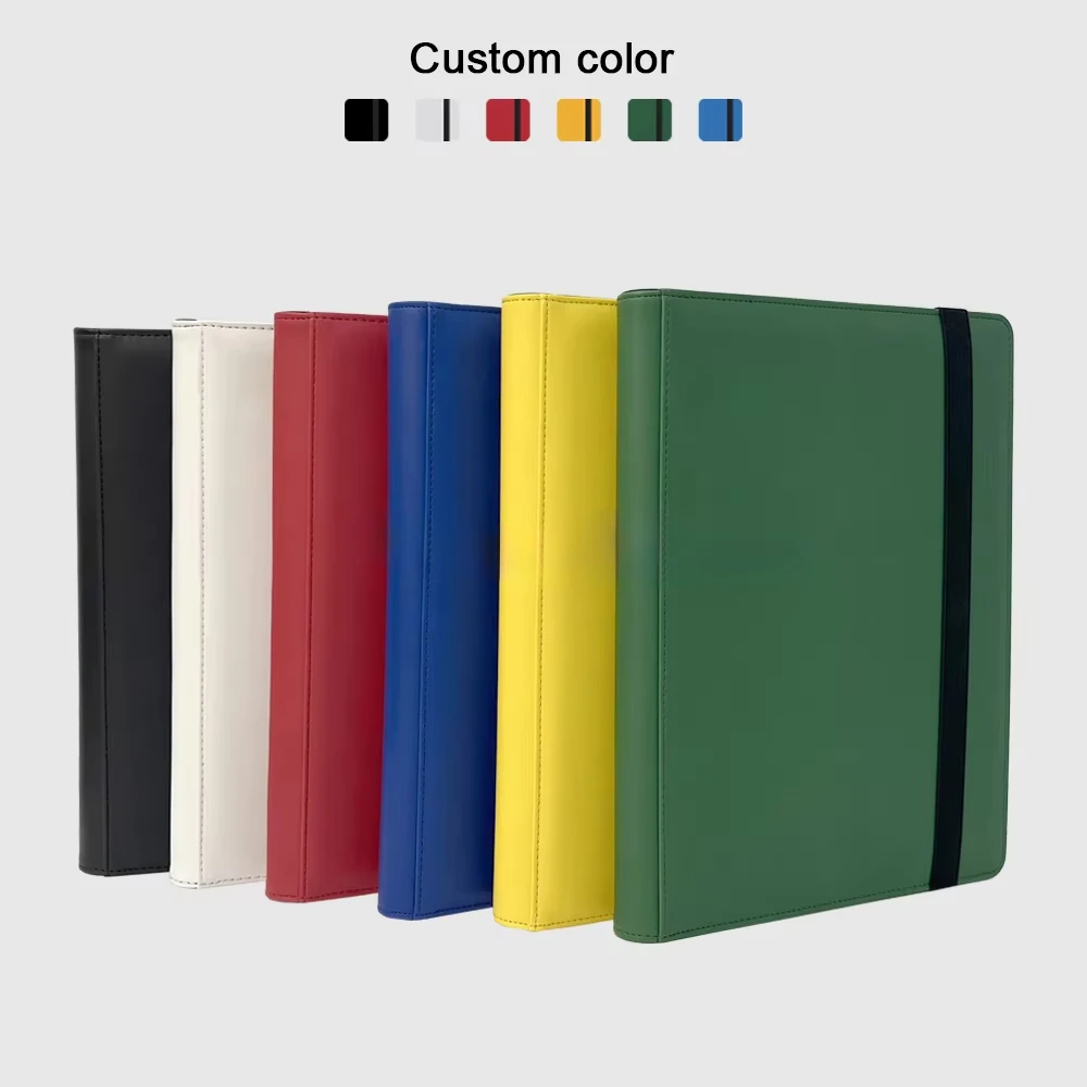 16 Pocket PU Leather Zip Binder Customized Logo Premium Waterproof Protective Folder Album Collectibles Trading Card Game