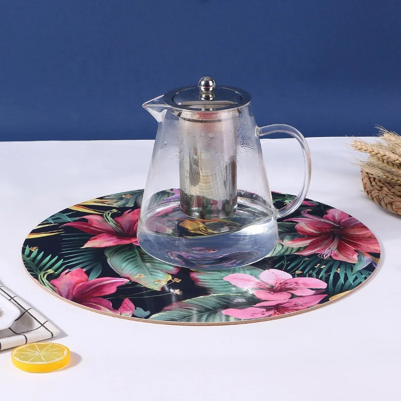 Custom Round Placemat Cork Back Table Mats Heat Resistant Mdf Cork Placemats Set for Dining Table Luxury