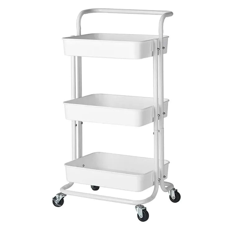 home movable mobile heavy duty 3 tier layer rotating kitchen trolley wheels metal rolling utility shelf storage cart