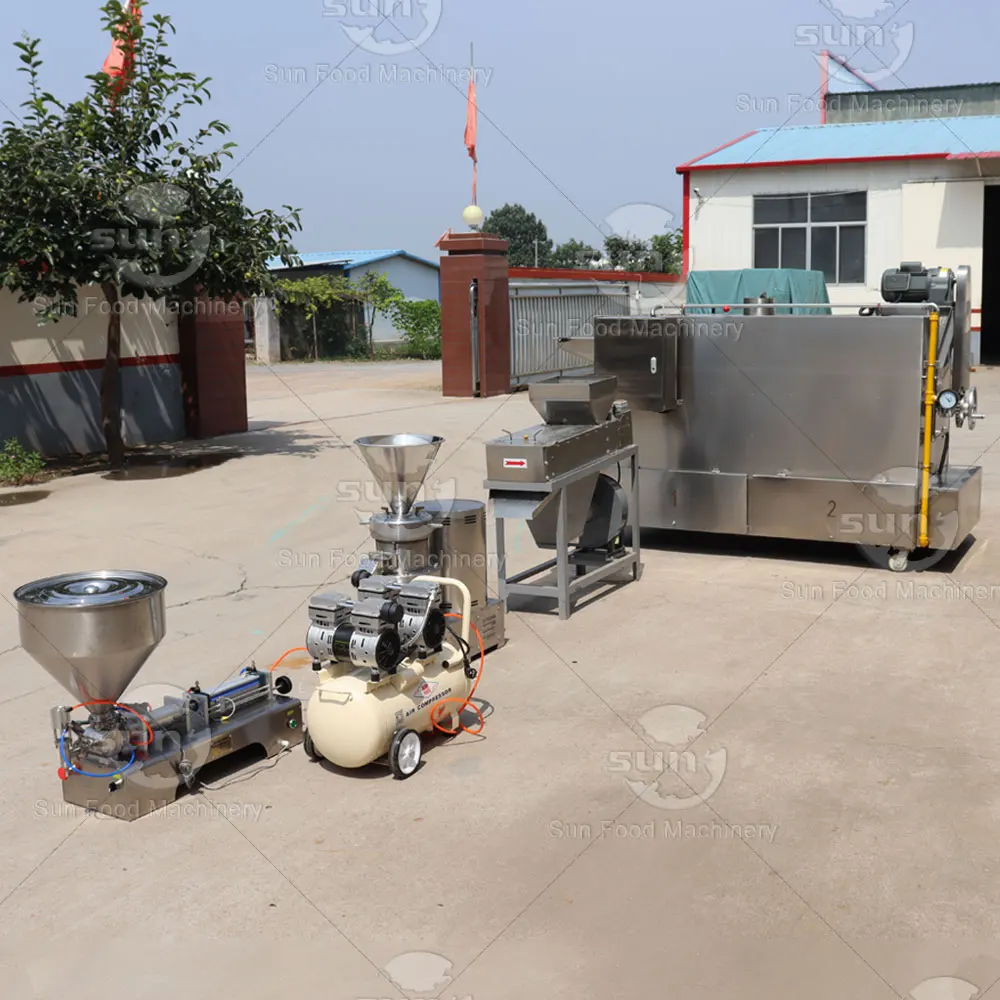 Automatic industrial small scale stainless steel peanut nut sesame melon seed grinding machine process line machine