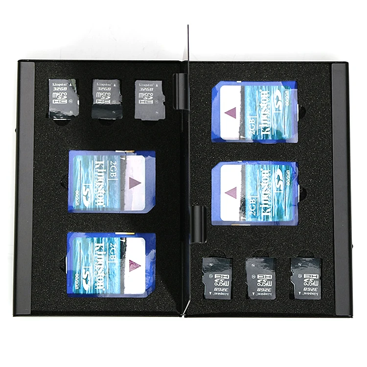 Custom Personalized Cheap Black Double Layers Metal Aluminum Alloy Card Holder for SD card, TF card