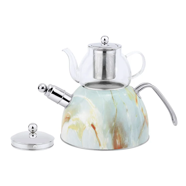3L&0.7L transparent fast heating double stainless steel food grade glass kettle and teapot Kitchen Tools & Gadgets Container