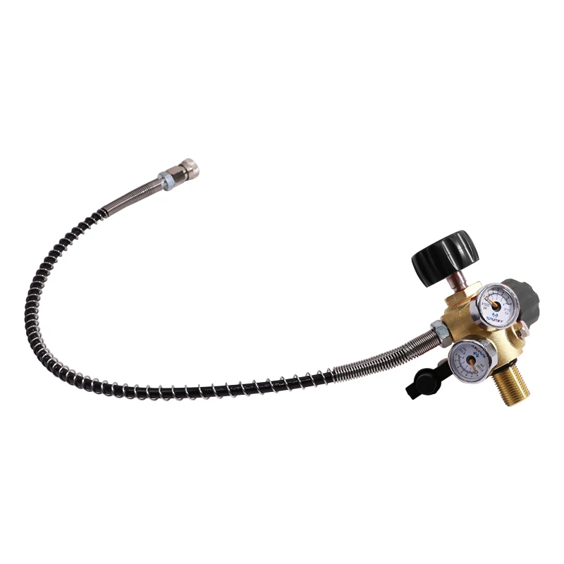 5/8-18UNF DIN-клапан адаптер с манометром Pcp клапан резервуара 4500psi рабочее давление шлангом 50 см для воздушного бака HPA
