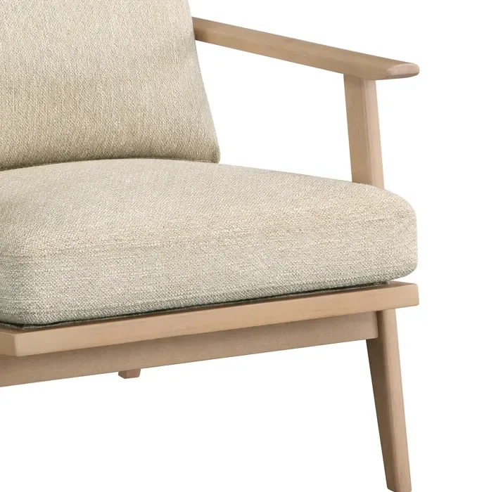 Modern Furniture Simple Style Linen Fabric Upholstery Wooden Single Seat Accent Concave Arm Chair