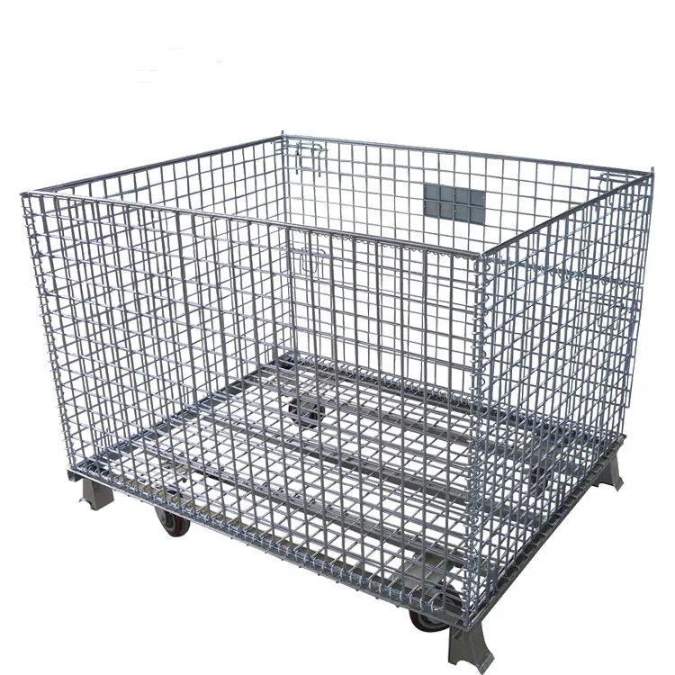 Transportation Custom 4 Wheel Collapsible Industrial Warehouse Heavy Duty Steel Mobile Logistics Cart Trolley
