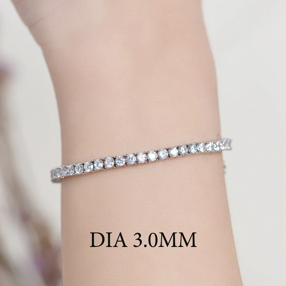 Fashion Round 2.0mm 2.5mm 3.0mm Charm Luxury Bracelet for Engagement Gifts Solid 925 Sterling Silver Tennis Bracelets