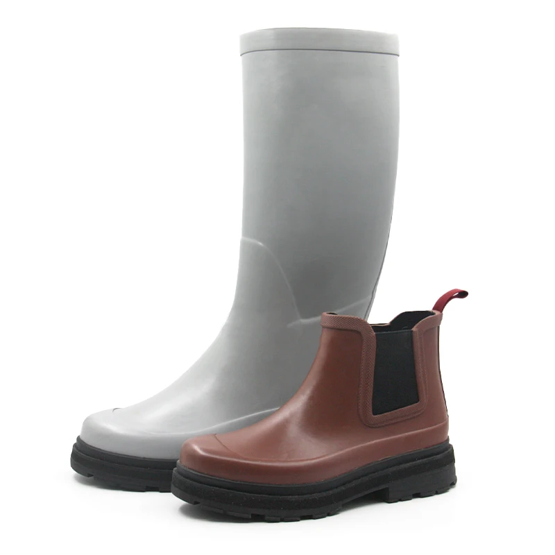 2023 new style solid knee high waterproof galoshes rubber gumboots rain boots women for girls