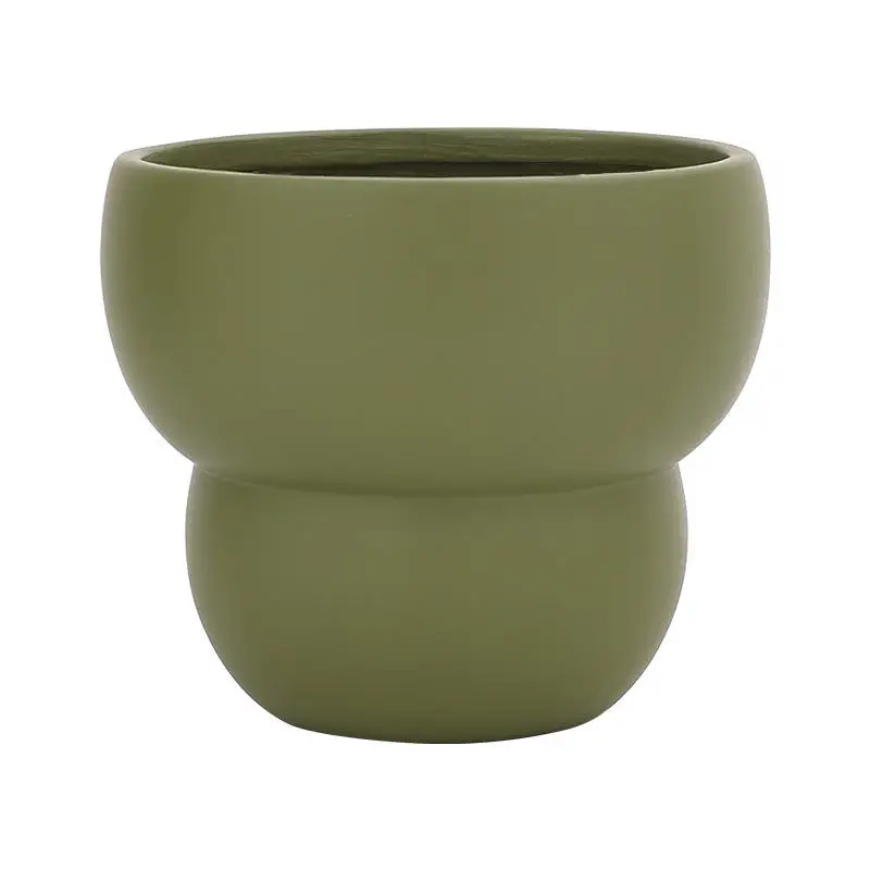 Wholesale Bulk Morandi Green White Pink Nordic Modern Round Small Garden Planter Ceramic Orchid Plant Flower Succulent Pot