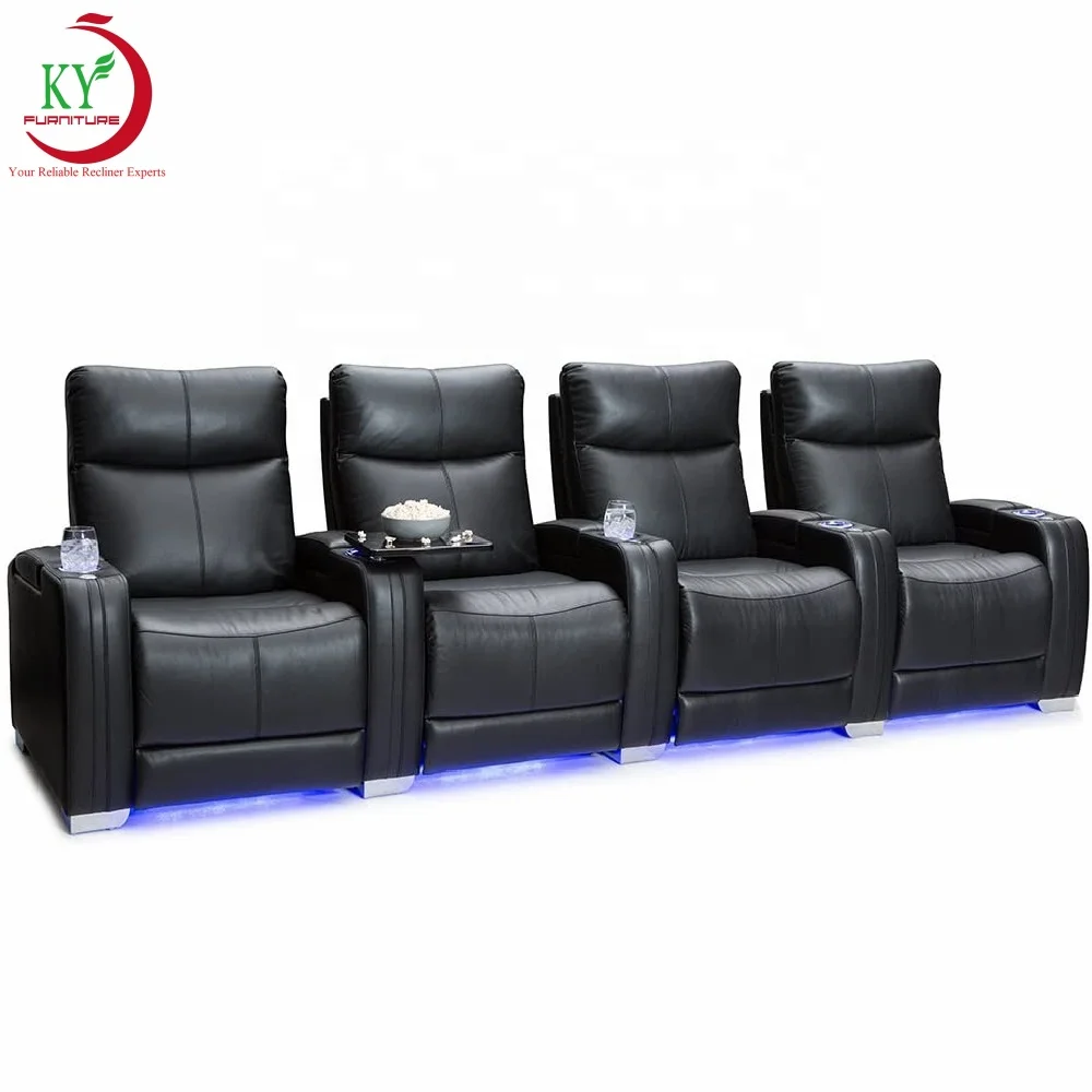 Geeksofa Morden Home Theater Power Electric Recliner Seating With Tray Table Headrest