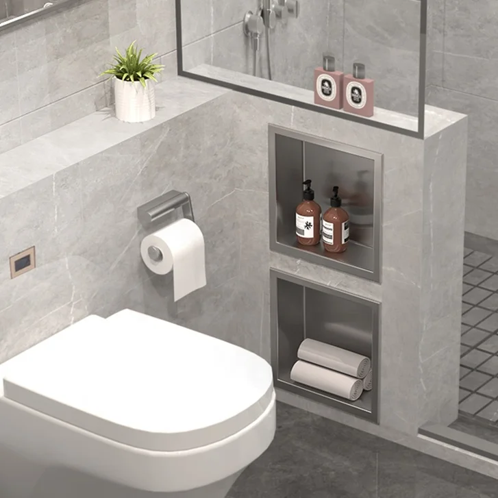 Modern Design 304 Stainless Steel Bathroom Recessed Shower Niche Customized Single and Double Black Gold White Brushed Nickel