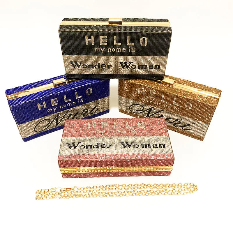 Sparkling Bling Wedding Rhinestone Purse Custom Diamond Box Women Bag Crystal Clutch Evening Bags