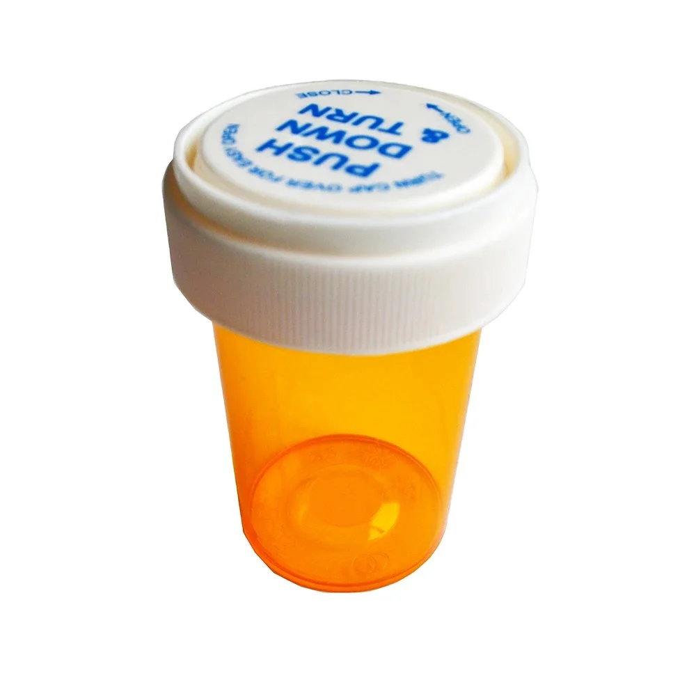 Wholesale Plastic Bottle Containers Child Resistant Reversible Cap Vials Amber Pill Bottles