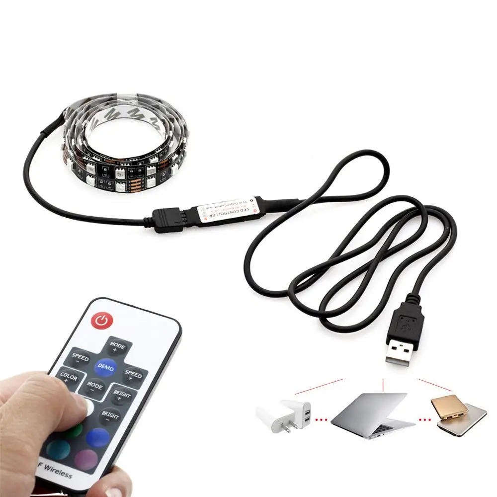 Светодиодная лента 5050SMD DC5V гибкая светодиодная RGB 0 5 м 1 2 3 4 ТВ настольный экран подсветка Диодная