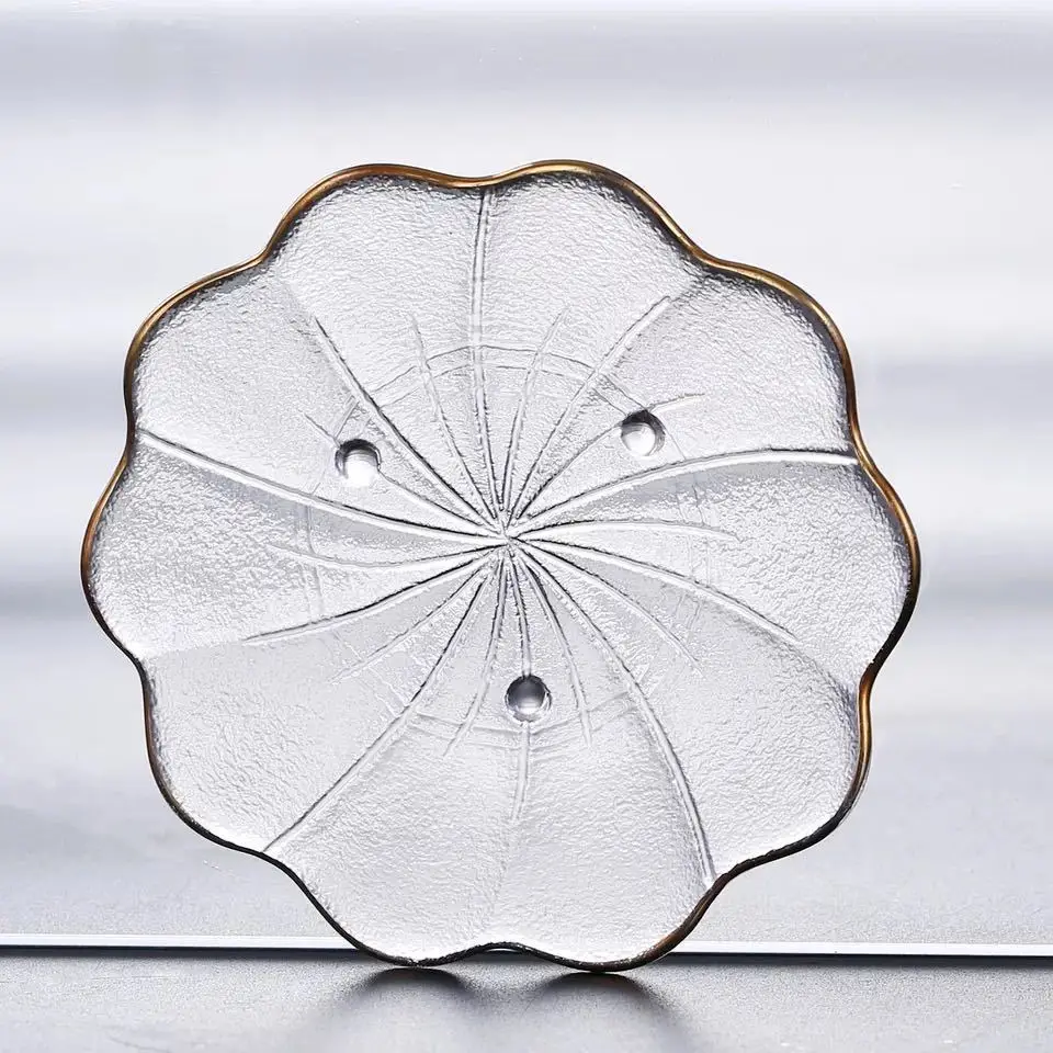 Exquisite handmade creative glass cup mat, high temperature resistant and heat insulation cup mat, Simple Japanese gold tea set