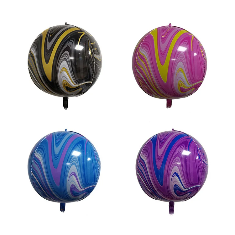 Wedding Party Event Decoration Ballons 22 Inch Helium Mylar 4D Round Marble Pattern Balloons